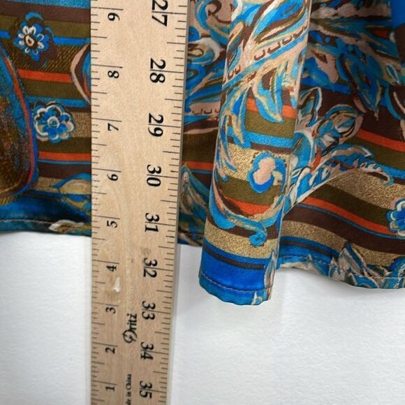 Belle Kim Gravel Pop over 1/4 button front Long Sleeves paisley silky texture 2X - Picture 13 of 13